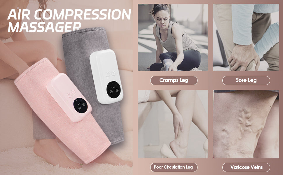 Air Compression Leg Massager, Cordless Calf Massager with Heat, Air Compression Leg Massage for Circulation and Pain Relief, Gifts for Dad Mom Men Women, Gray (Single)