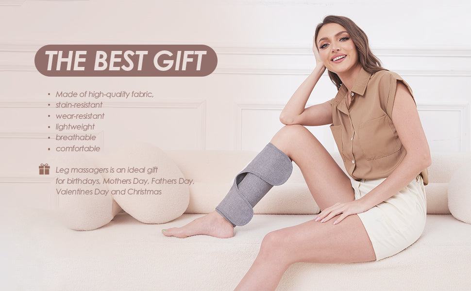 Air Compression Leg Massager, Cordless Calf Massager with Heat, Air Compression Leg Massage for Circulation and Pain Relief, Gifts for Dad Mom Men Women, Gray (Single)