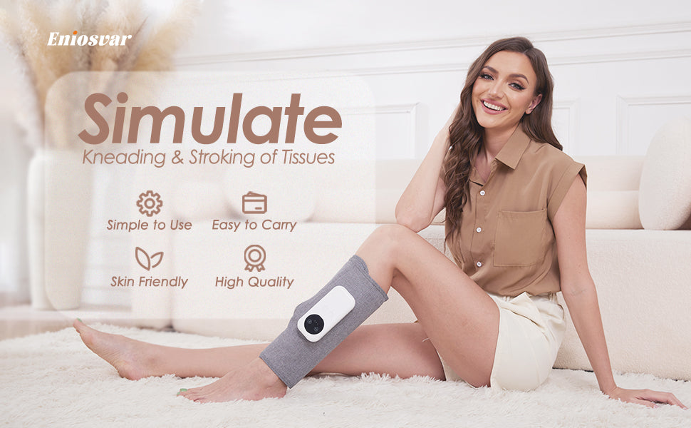 Air Compression Leg Massager, Cordless Calf Massager with Heat, Air Compression Leg Massage for Circulation and Pain Relief, Gifts for Dad Mom Men Women, Gray (Single)