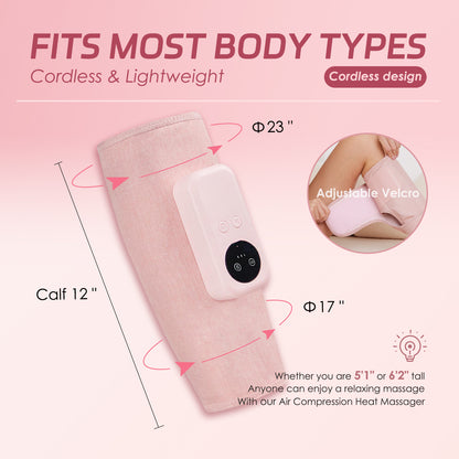 Air Compression Leg Massager, Cordless Calf Massager with Heat, Air Compression Leg Massage for Circulation and Pain Relief, Gifts for Dad Mom Men Women, Pink (Single)