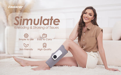 Air Compression Leg Massager, Cordless Calf Massager with Heat, Air Compression Leg Massage for Circulation and Pain Relief, Gifts for Dad Mom Men Women, Gray (Single)