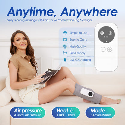 Air Compression Leg Massager, Cordless Calf Massager with Heat, Air Compression Leg Massage for Circulation and Pain Relief, Gifts for Dad Mom Men Women, Gray (Single)